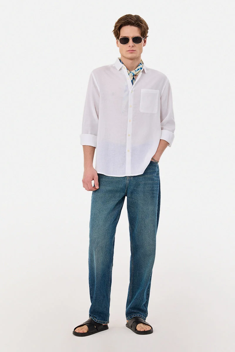 SNITCH Linen Blend Regular Fit Shirt